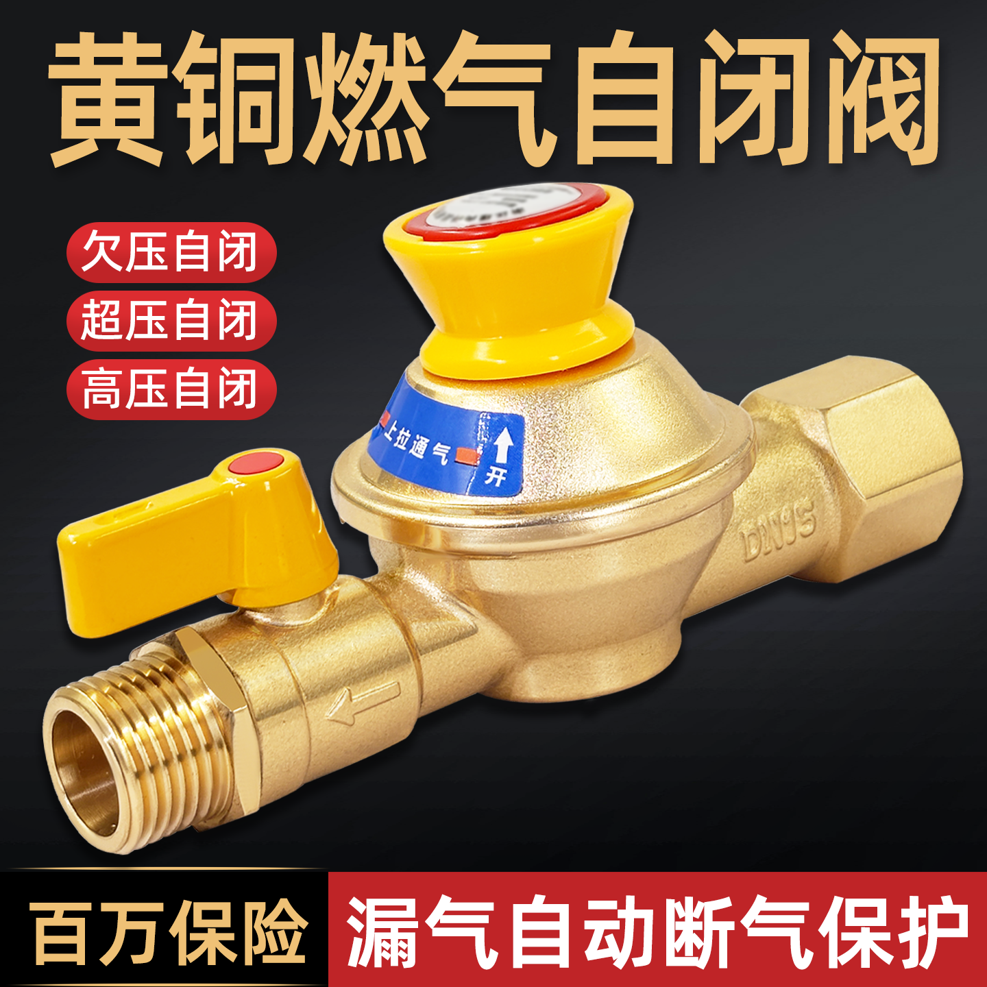 全铜自闭阀家用天然气燃气管道漏气自动断气保护防泄漏超压安全阀