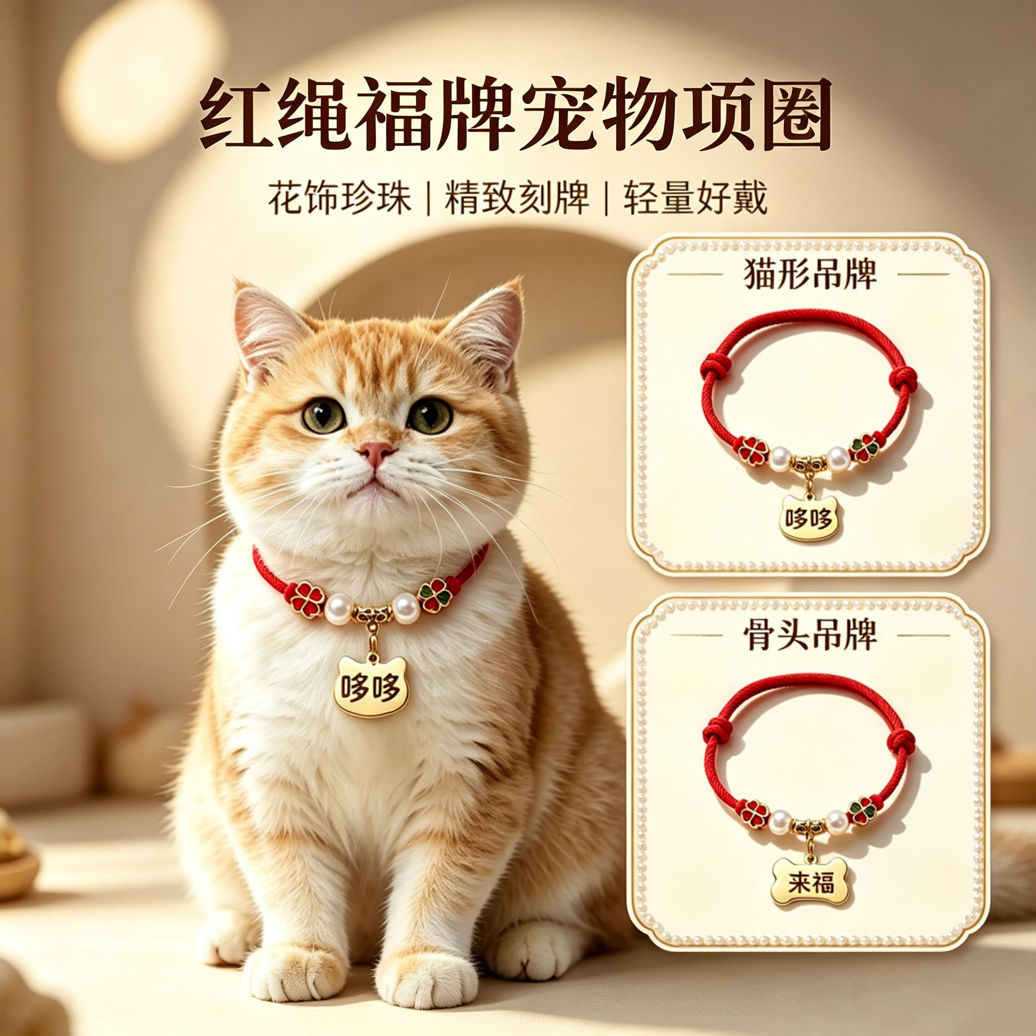 轻便耐用项圈可调节免费刻字牌宠物防走丢牌激光刻字猫猫狗狗通用
