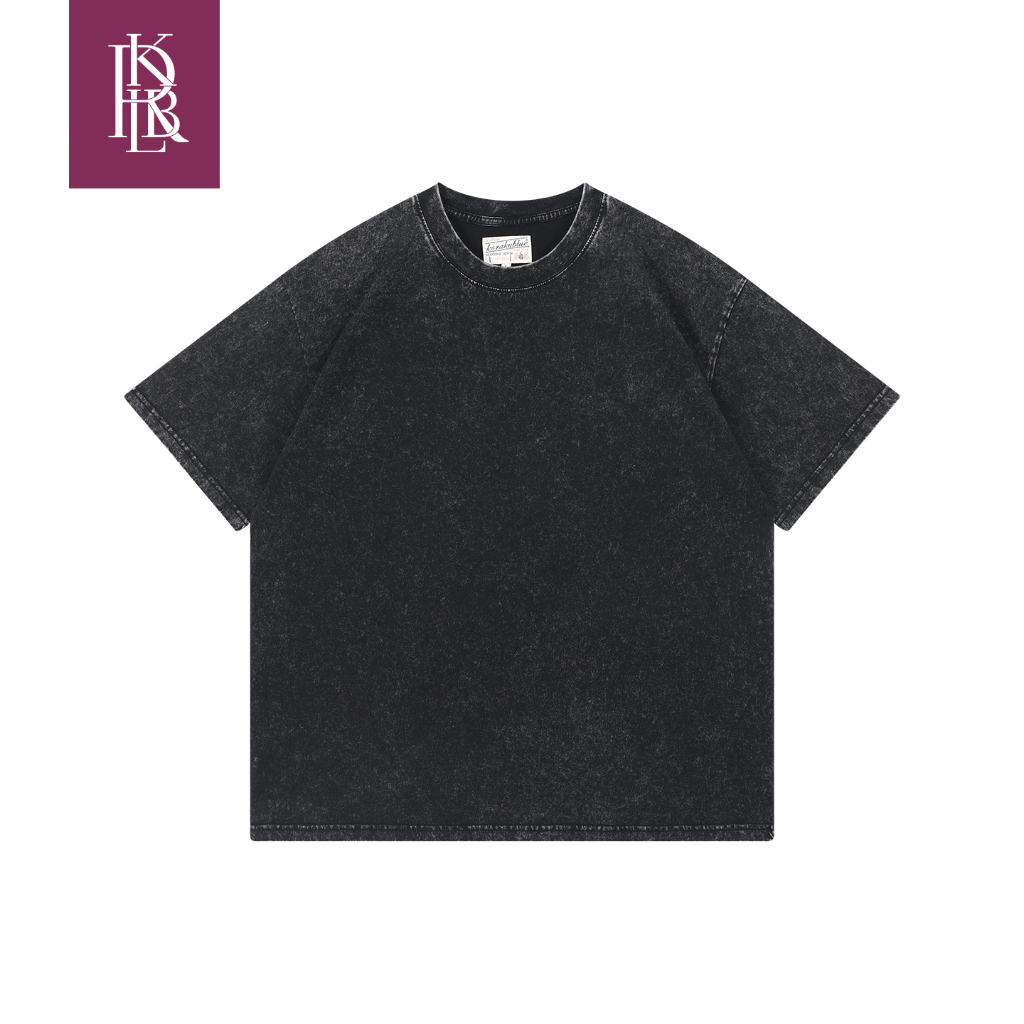 蓝布屋230克复古做旧炒色宽松T恤