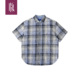 新品 145g洗褪色织经典 格纹新疆长绒棉短袖 蓝布屋夏季 衬衫 289TM