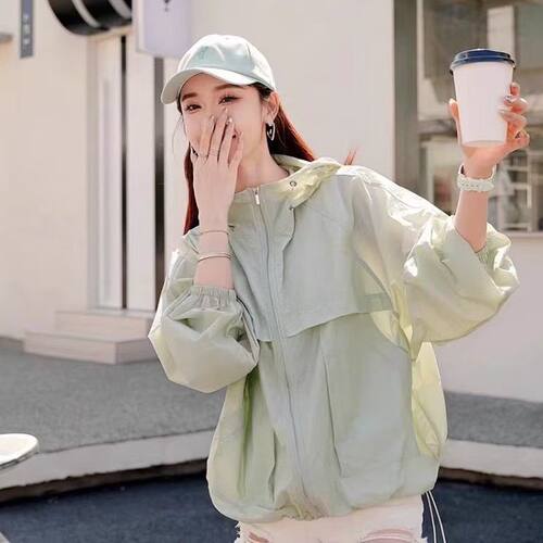 2026新款女速干防晒衣短款轻薄带