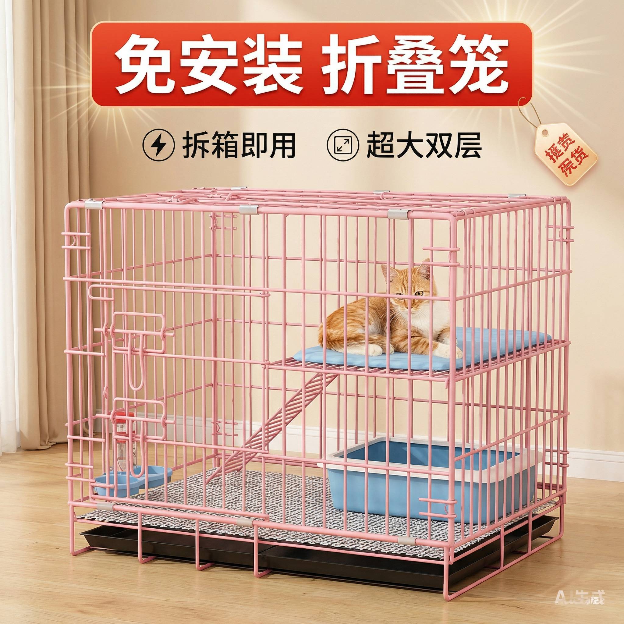 家用双层超大猫别墅带厕所二层