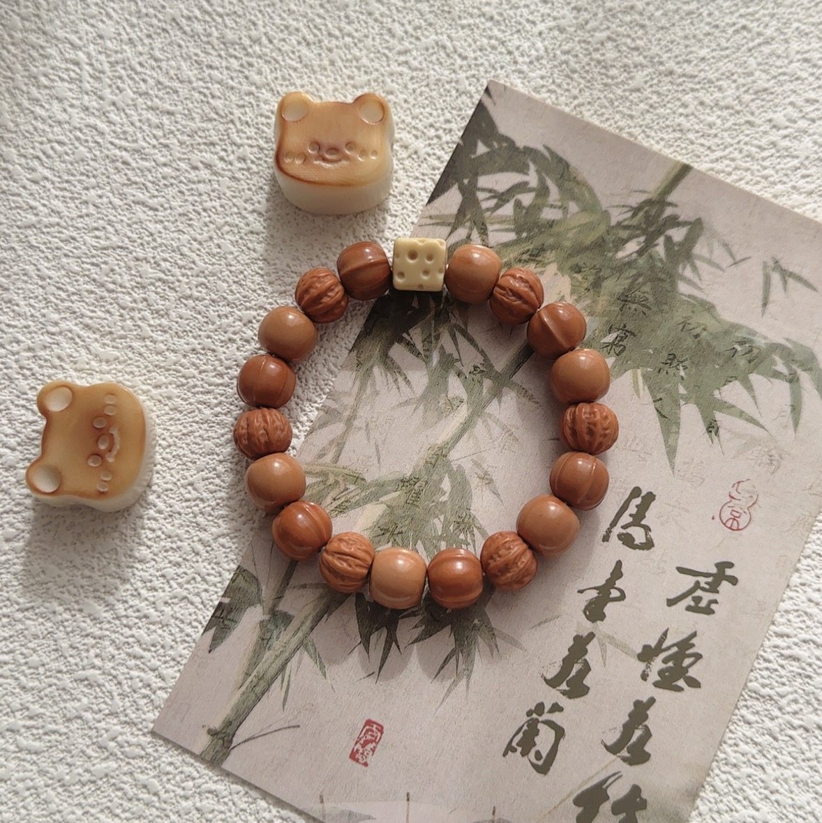 天然猴头京八楞鲨鱼背老型金膏玉奶酪核桃手串男女款文玩念珠手链