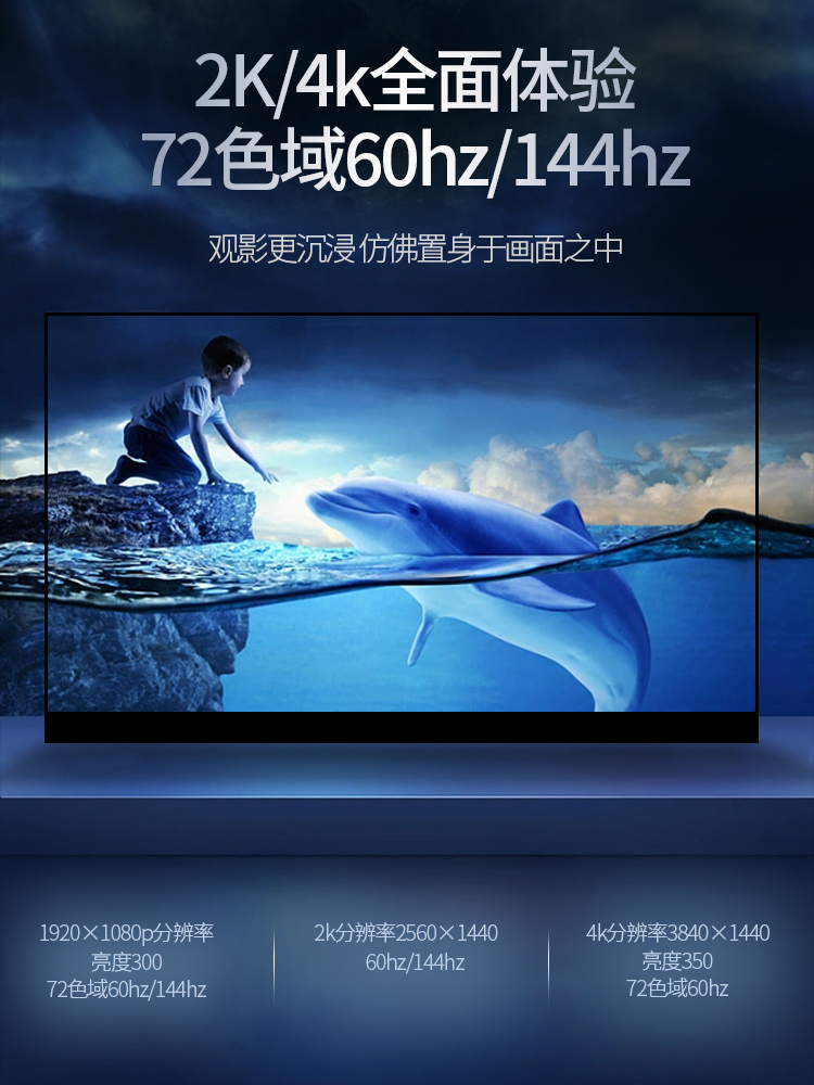 电脑外接扩展副屏携便式显示器144hz/ps4/ps5/switch便携屏幕4k