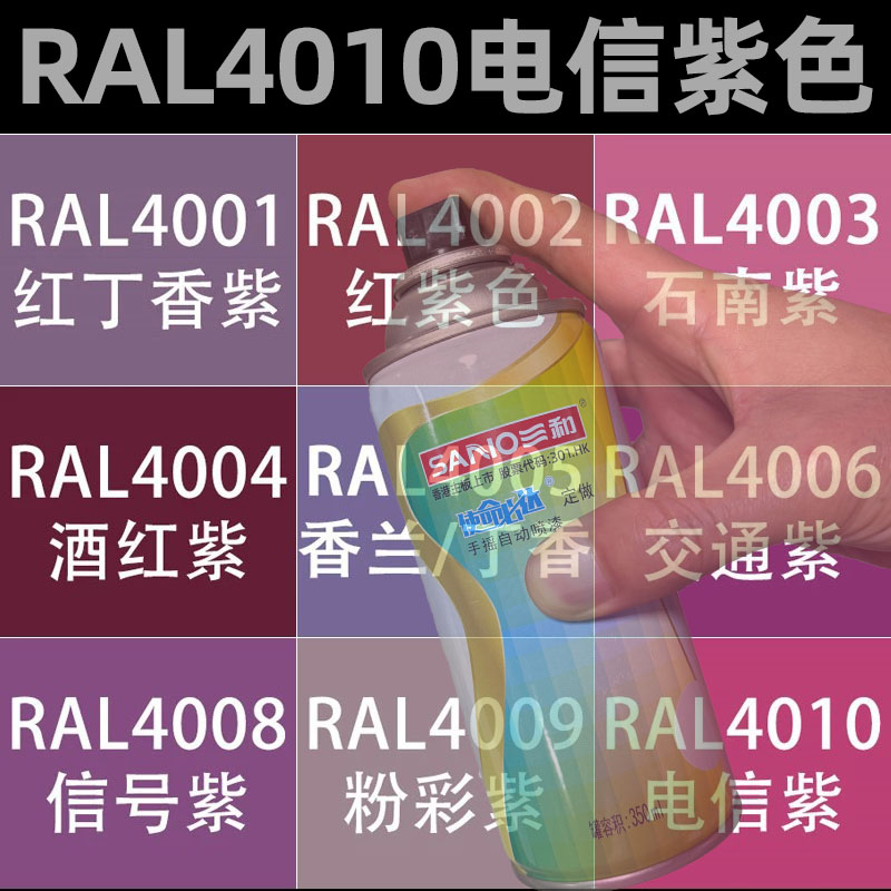 三和手摇自动喷漆RAL4010电信紫色4001/4006/4007划痕修复金属漆