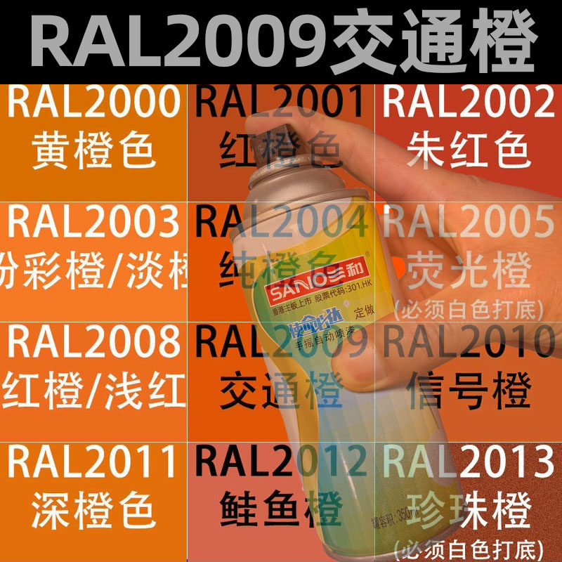 劳尔色三和自动手摇喷漆RAL2009交通橙色2010/2011塑料模型翻新漆