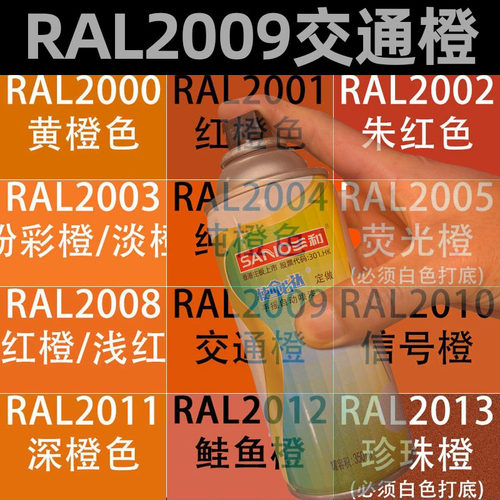 劳尔色三和自动手摇喷漆RAL2009交通橙色2010/2011塑料模型翻新漆