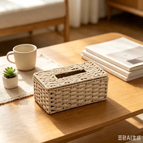手工仿藤草编织纸巾盒家用客厅车载纸抽盒纸巾盒餐巾纸茶几抽纸盒