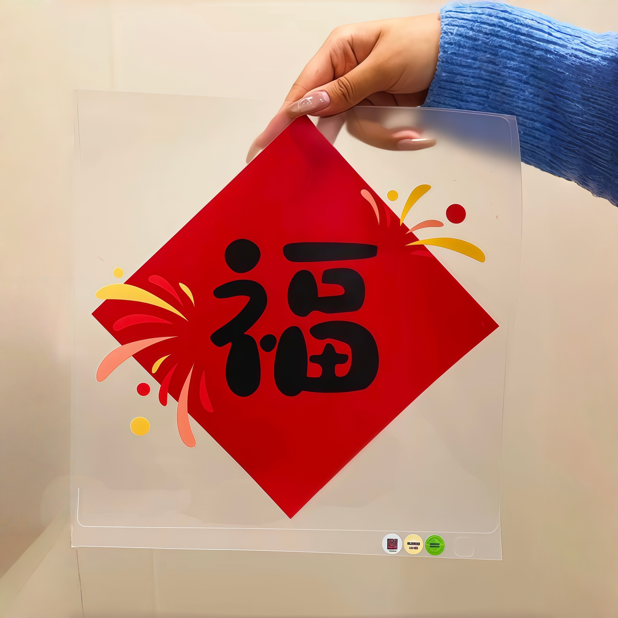 新家贴烟花福字贴纸，福气满满！