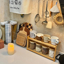 厨房收纳置物架台面多层不锈钢实木油盐酱醋锅具收纳神器筐盒篮子