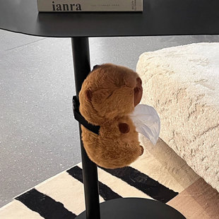 卡皮巴拉纸巾盒客厅抽纸巾套卧室挂床头收纳挂袋壁挂式毛绒高颜值