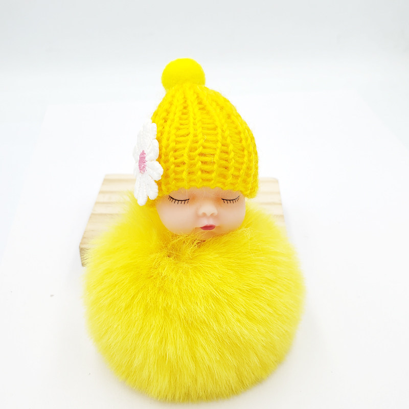 可爱萌睡娃娃仿獭兔毛毛球钥匙扣包包挂件汽车饰品,服饰配件/皮带/帽子/围巾,包挂件,淘宝优惠券,粉丝福利购,淘宝优惠卷