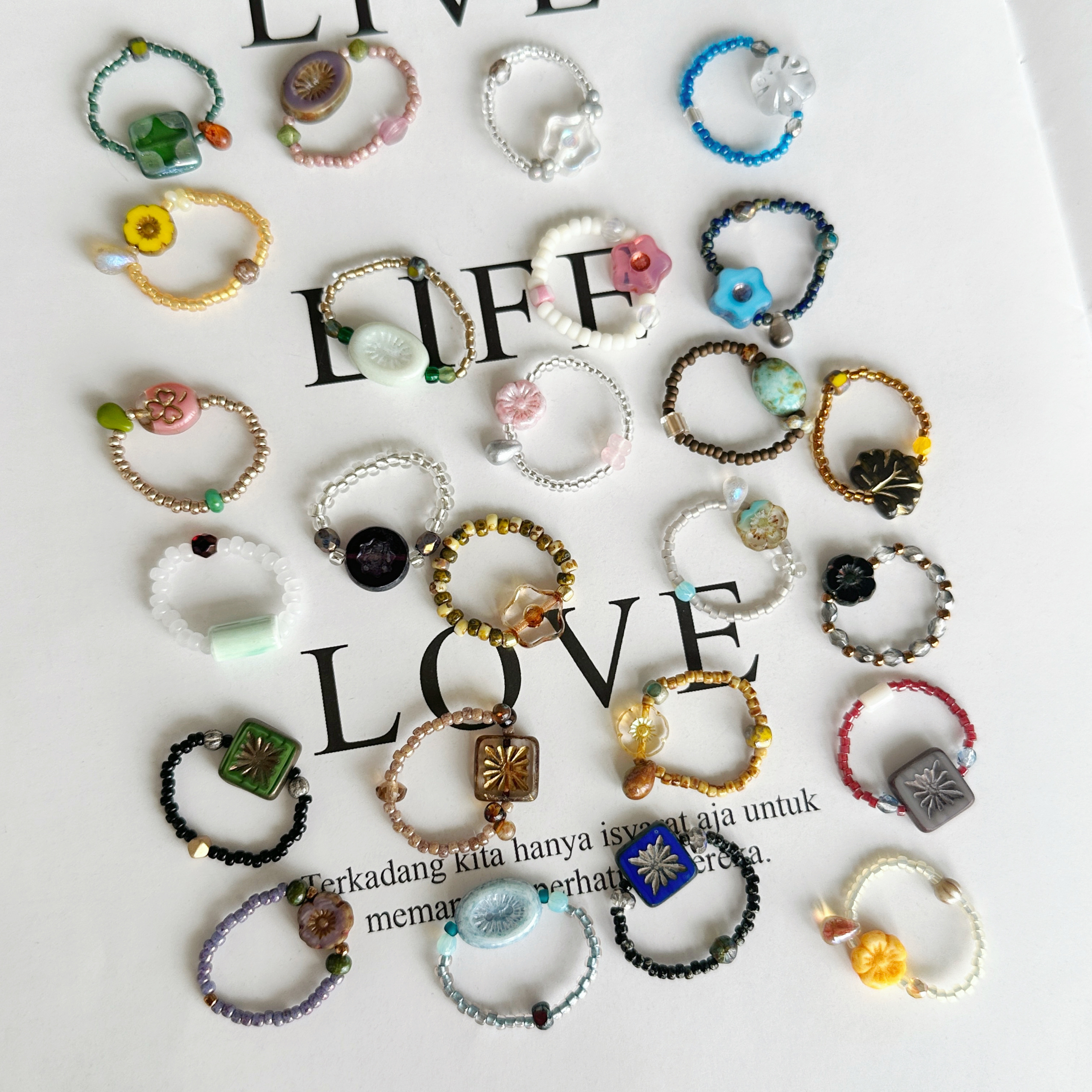 叠戴戒指原创捷克珠串珠小众百搭