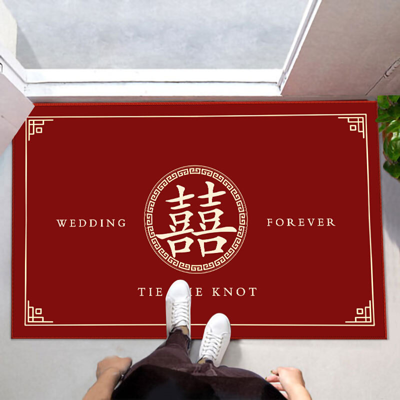现货速发5Z4C结婚地垫入户门进门口脚垫装饰喜字地毯婚庆用品入门