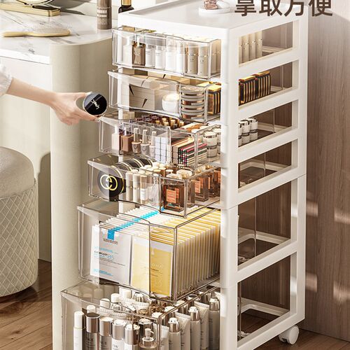 速发J6DA地妆品护纳柜桌面收肤品落化小推车置物架抽屉式梳妆台防
