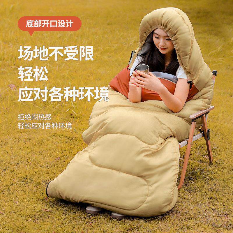速发四季通用加厚保暖睡袋+户外防风露营睡袋+办公室通勤被子中空