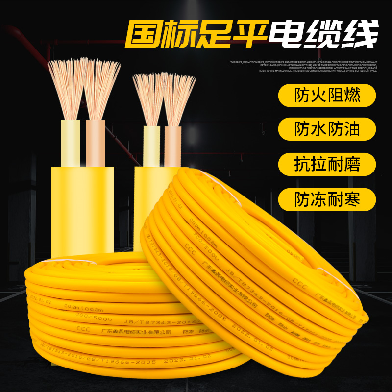 速发国标足米电线软护套线户外防冻2芯2.5 4 1.线平方家缆5电用线