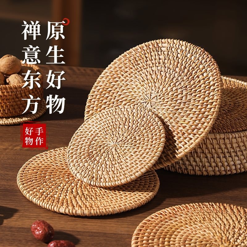 速发藤编隔热垫子家用防烫锅垫碗垫耐高温餐桌垫耐热盘子垫杯垫茶