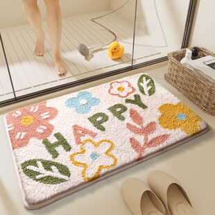 速发大所地垫家用手室毛绒吸水垫卫生间防滑脚垫洗浴间进门口厕江