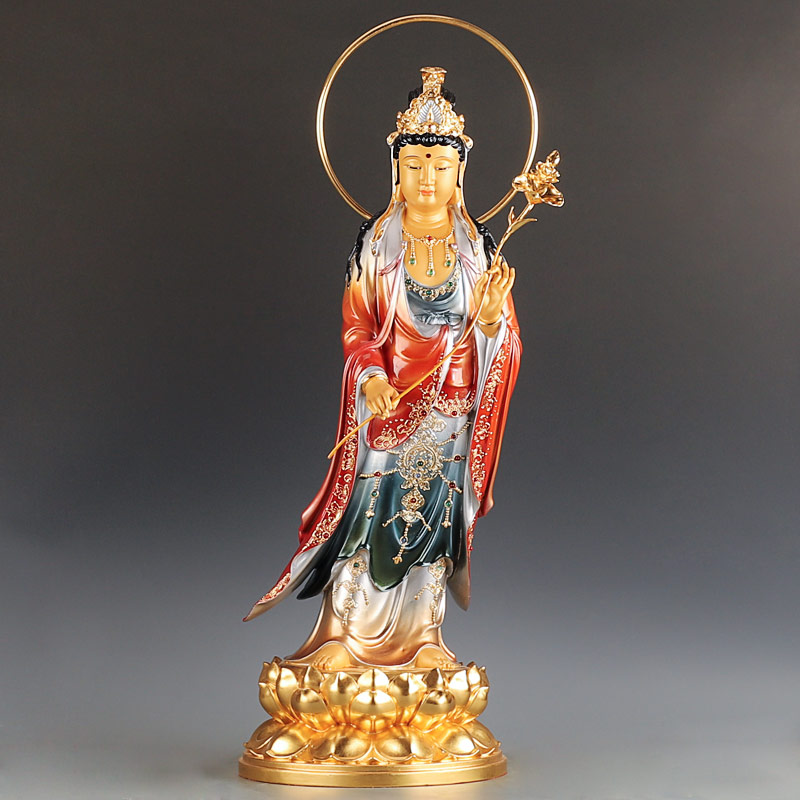 速发68厘米西方三圣佛像纯铜阿弥陀佛像站像观音佛像铜像家用摆件