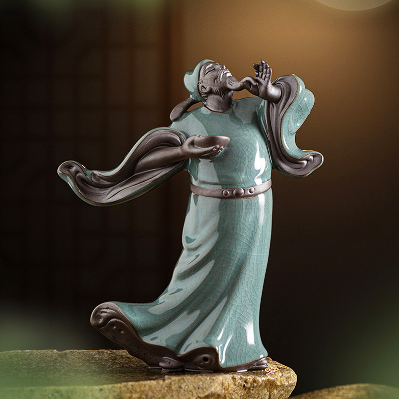 速发大号诗仙李白摆件禅意陶饰古代人物雕像工家居书房桌面装瓷塑