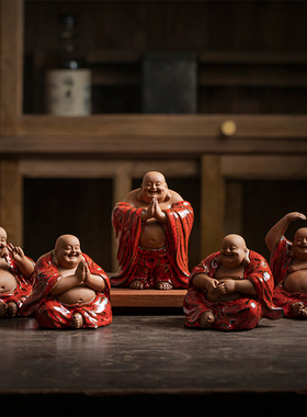 速发大肚禅勒佛摆件招财笑佛家居饰厅中式弥意佛像茶室茶桌装