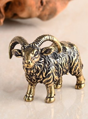 速发铜雕老山羊黄铜仿饰十二生肖羊摆件全铜家居客厅办公室装古工
