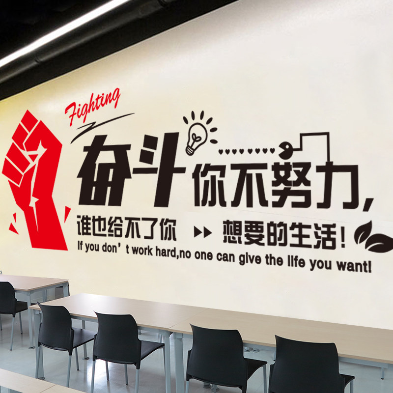 速发企志墙化画海报贴纸公司办公室励业文贴墙装饰布置壁纸自粘背
