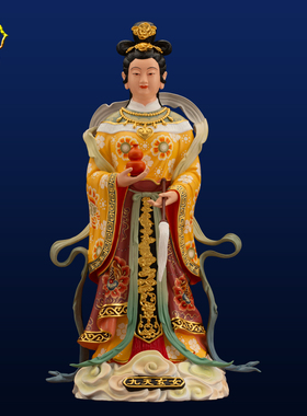 速发 纯铜鎏金《九雕玄神像摆件》九天圣母九天娘娘铜像天