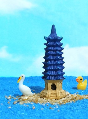速发中式迷你九微宝塔雷峰塔层景观灯塔造景装品饰树脂塔小摆件