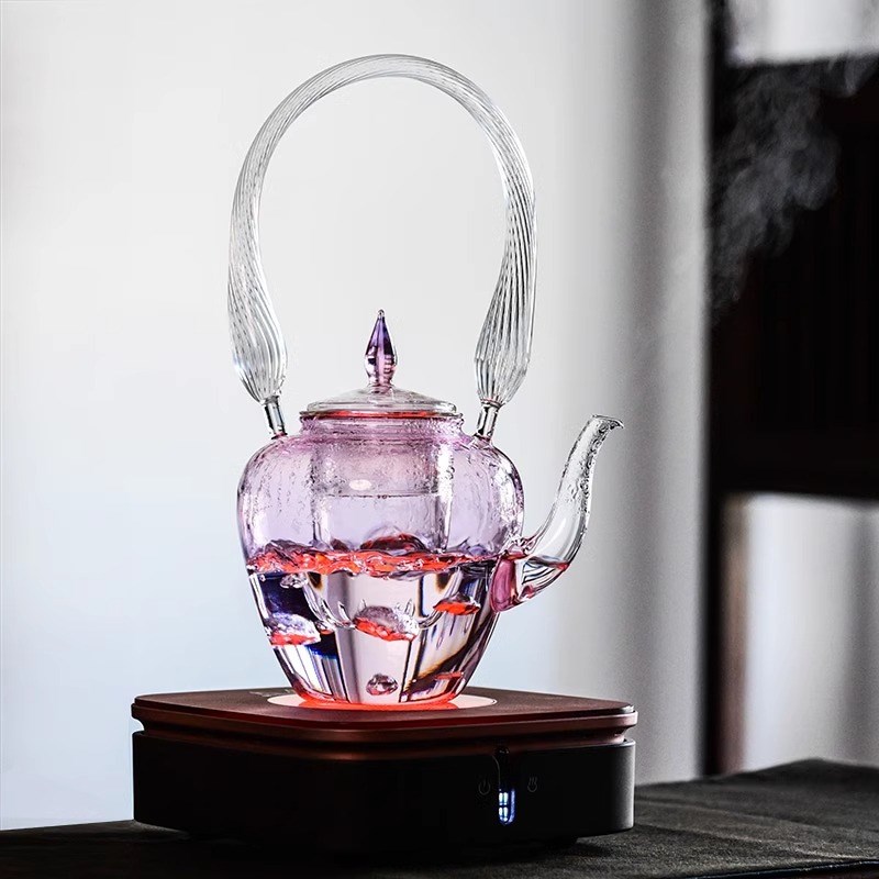 速发耐热提泡壶茶生蒸煮烧水壶玻璃花茶壶高颜值茶具蒸煮养器梁茶
