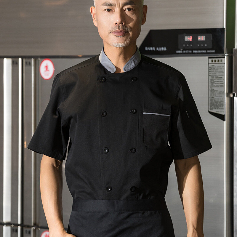 高货速发酒店厨师工作服男夏季短餐饮厨师服透气夏装烘焙西餐厅后