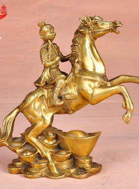 速发铜马上封摆办件铜猴猴子家居侯公室发财马十二生肖马摆设