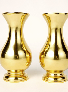 速发水铜光身素面供佛花瓶 佛前供瓶 佛具用品纯莲花瓶 净 瓶