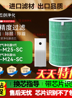 适配小米米家空气净化器5S/AC-M24-S滤芯5/AC-M25-SC过滤网除甲醛