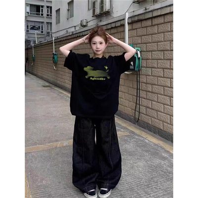 2025新款爆款黑色情侣上衣hiphop