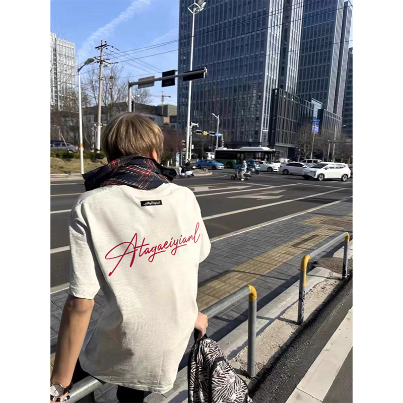 重磅纯棉刺绣半袖oversize设计感