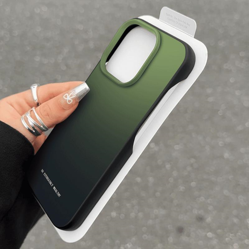 渐变绿ins风适用苹果15promax手机壳新款iphone14高级感13pro晕染12半包11散热8plus防摔7软x女xs保护xr套max