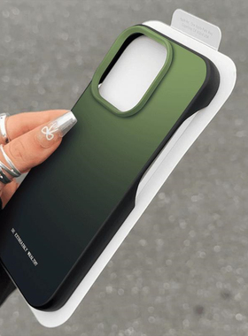渐变绿ins风适用苹果15promax手机壳新款iphone14高级感13pro晕染12半包11散热8plus防摔7软x女xs保护xr套max