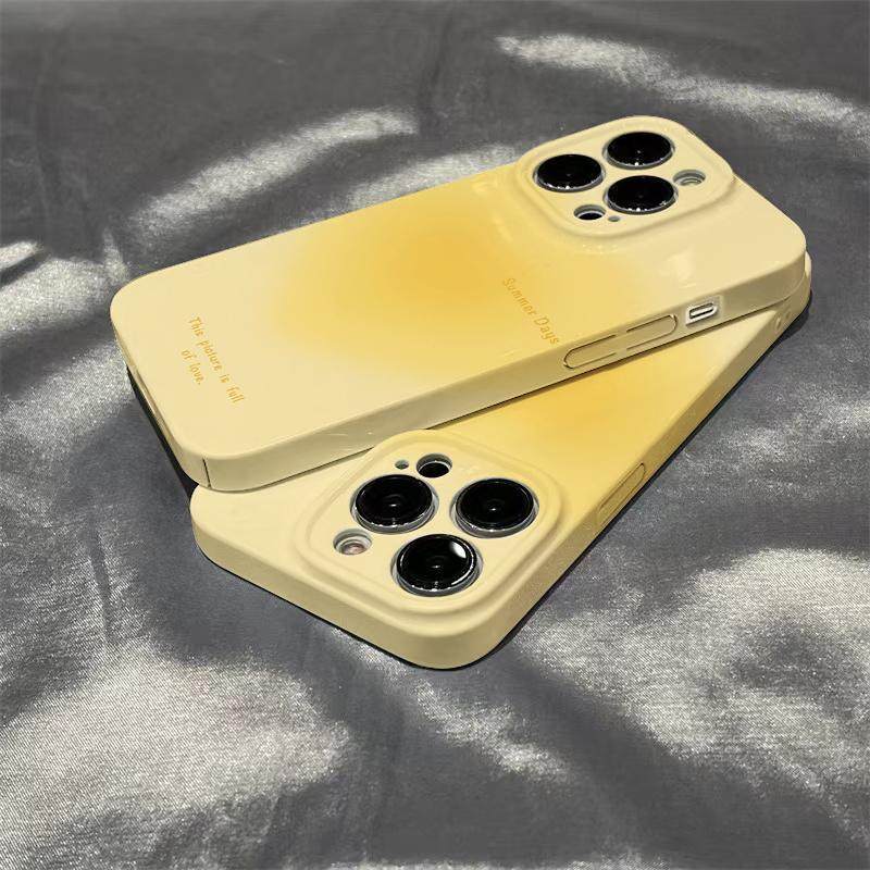小众ins晕染渐变黄色手机壳适用iPhone16/15promax情侣小米15/14创意华为pura70Pro小众mate70/60全包保护套