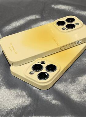 小众ins晕染渐变黄色手机壳适用iPhone16/15promax情侣小米15/14创意华为pura70Pro小众mate70/60全包保护套