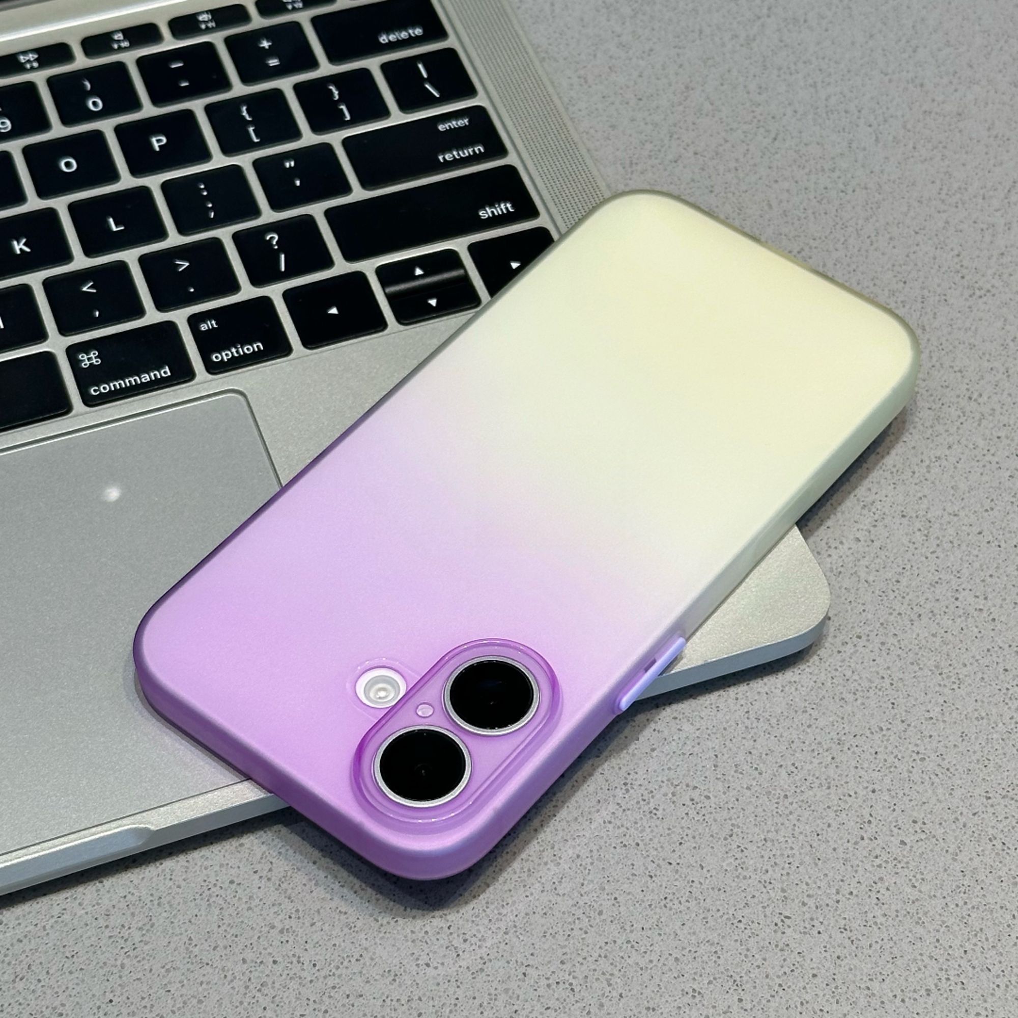 紫黄渐变超薄TPU磨砂适用苹果17/16promax手机壳简约高级感ins风iPhone15新款14/13pro全包防摔12男女AIR潮套