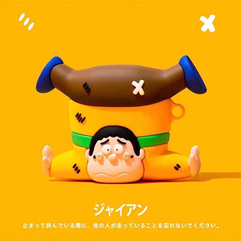 胖虎耳机壳日系可爱搞怪卡通适用苹果airpods4蓝牙无线耳机壳通用1/2代软硅胶保护套airpodspro盒二代女新款