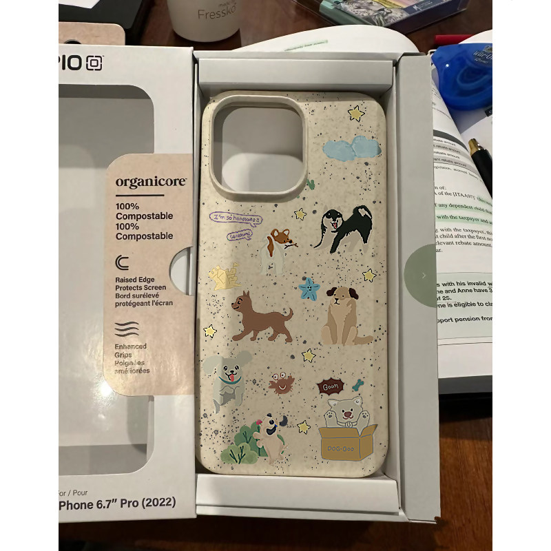 ins风少女心米白降解可爱狗狗适用于iphone16/15promax苹果14小众13手机壳韩风可爱12卡通情侣秋冬新款xsmax