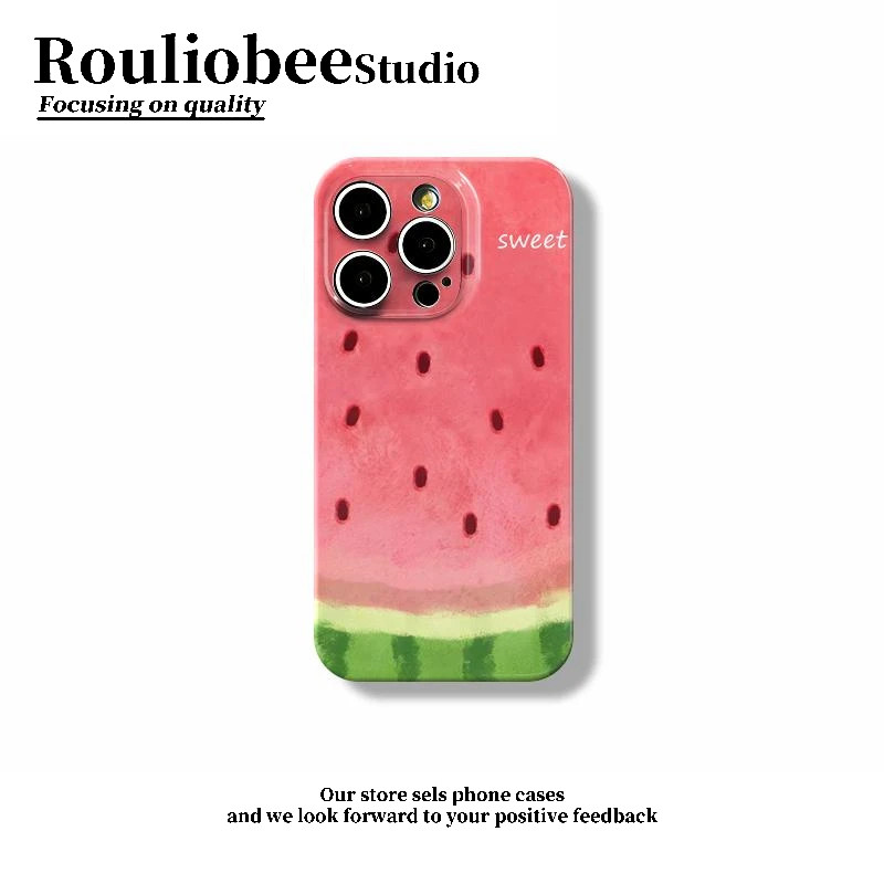 夏日水彩西瓜适用iPhone17promax苹果15opporeno14新款mate70华为p80荣耀400菲林手机壳13小米16vivos30创意
