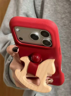 新年款红色皮质木马指环扣适用苹果17promax手机壳iPhone16/15新款13情侣款12华为P70荣耀vivo小米14红米oppo