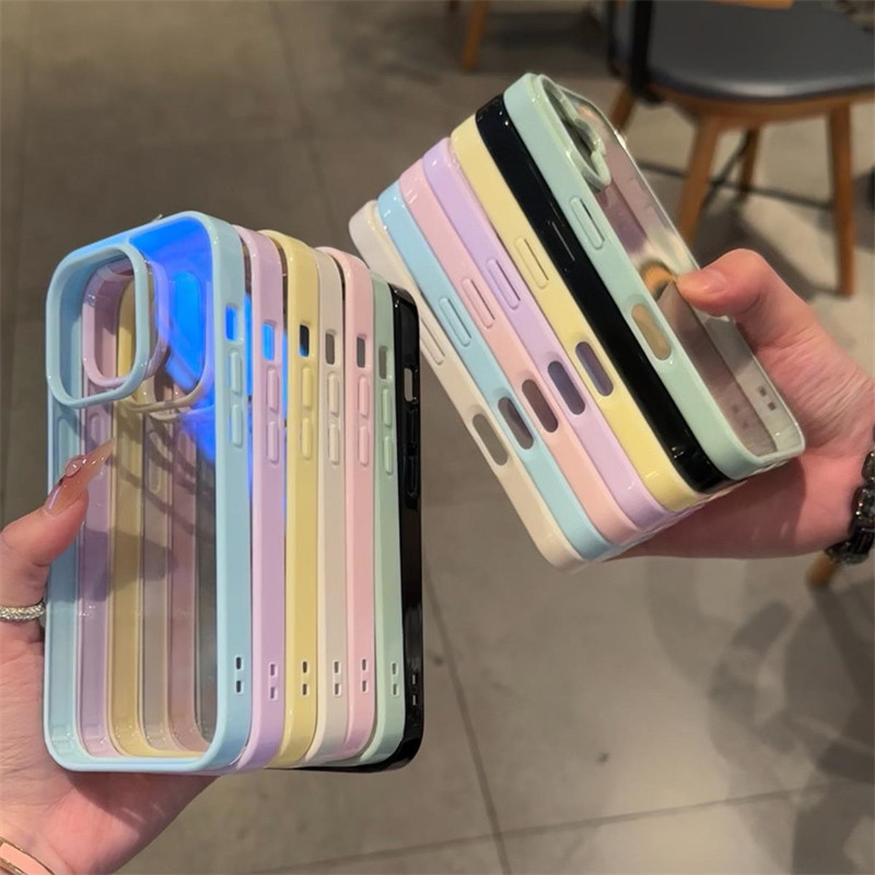 ins风韩系夏天超火简约透明亚克力适用苹果16promax手机壳iphone15纯色13promax网红高颜值14高级感12男女17