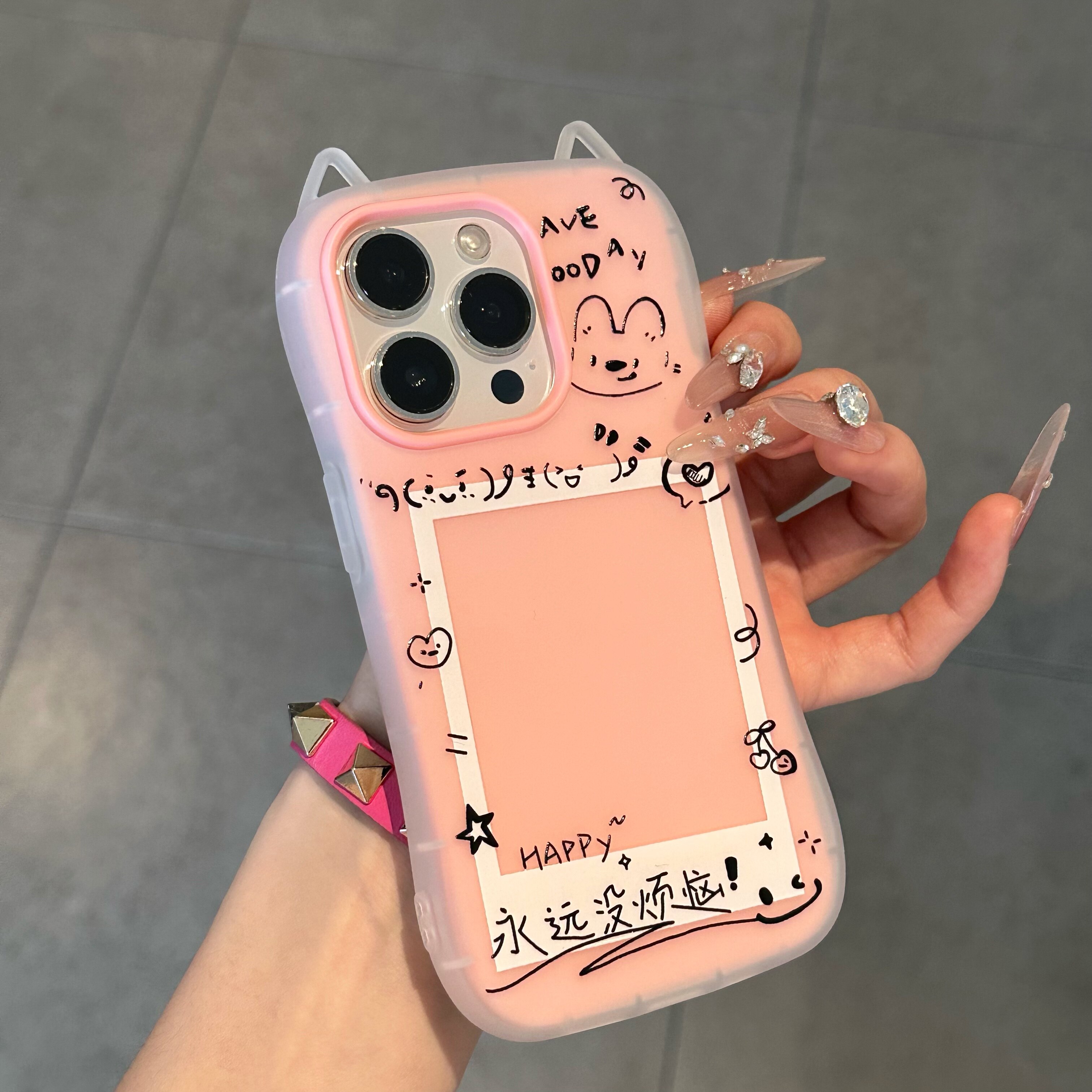 小狗相框可放相片适用iPhone17果冻二合一猫耳朵手机壳苹果16promax新款15pro简约马卡龙13男女款12时尚14pm