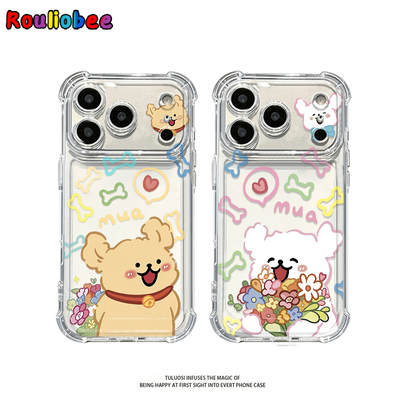 情侣送花小狗适用iphone17promax手机壳苹果16/15新款13华为mate70气囊防摔vivos30小米14oppo红米K80荣耀400