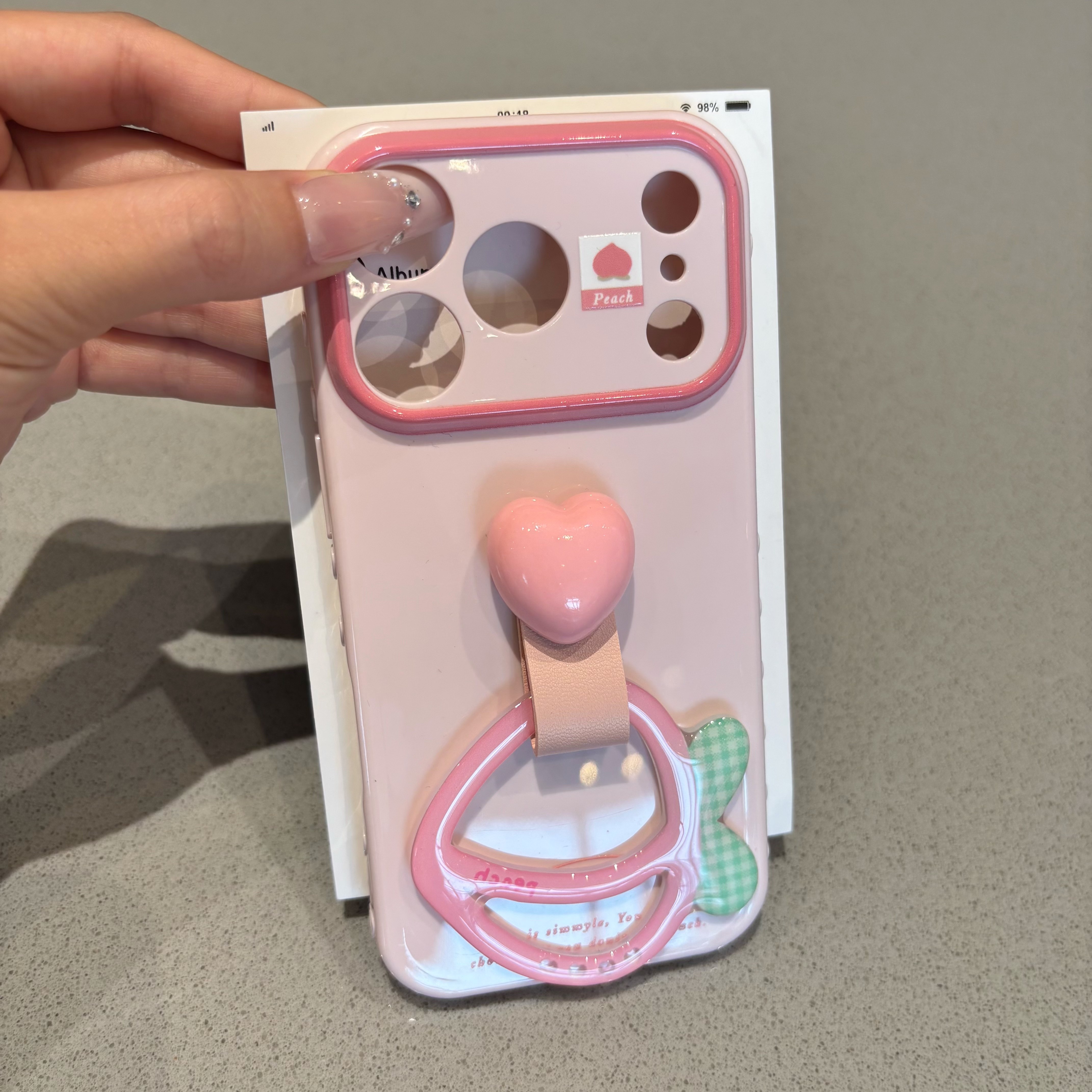 粉色水蜜桃环扣支架适用iPhone17/16手机壳苹果18promax大视窗小米17防摔vivos60简约Reno15高级感华为nova14